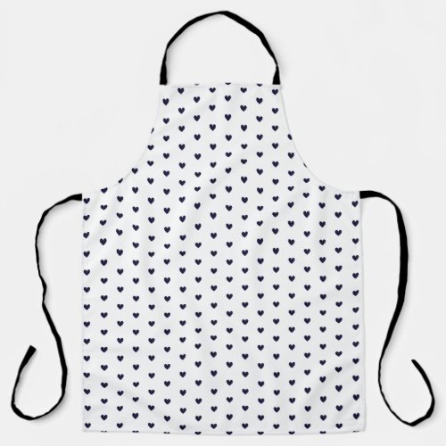 Simple Tiny Heart Pattern _ Black and White Girly Apron