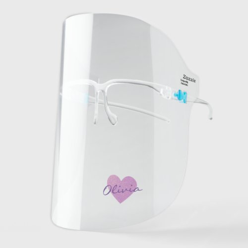 Simple Tiny Pink Heart Calligraphy Personalized Face Shield