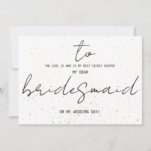 Simple To Bridesmaid On My Wedding Day Add Name 