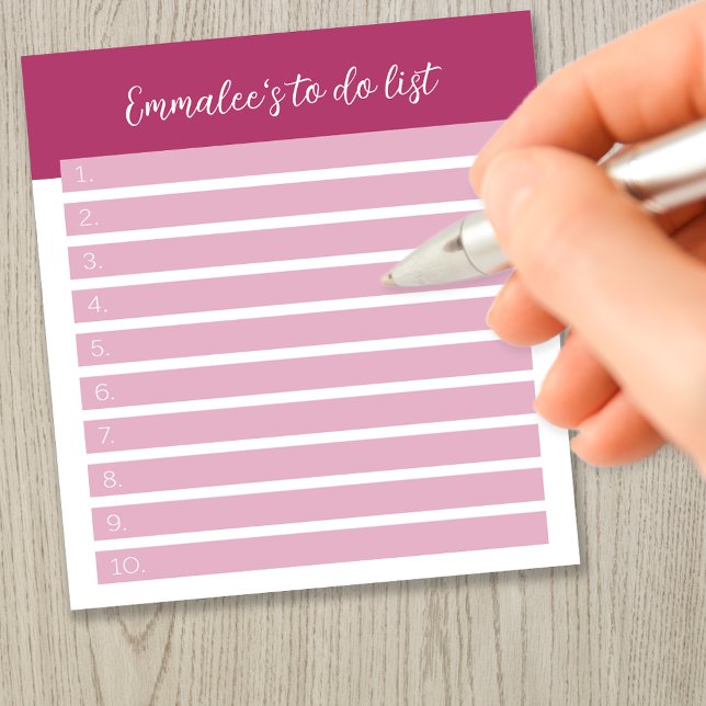 Simple To Do Customizable Lined Numbered Pink Notepad (Creator Uploaded)