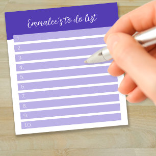 Simple To Do Customizable Lined Numbered Purple Notepad