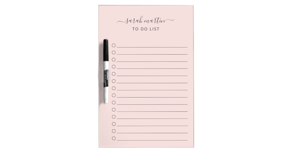 Simple To Do List Elegant Blush Pink Dry Erase Board Zazzle