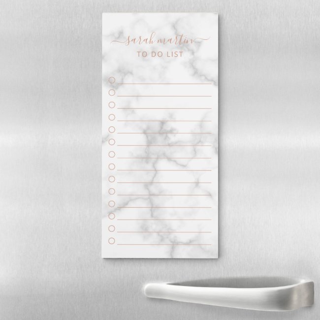 Simple To Do List Modern Elegant Rose Gold Marble Magnetic Notepad