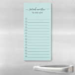Simple To Do List Modern Elegant Teal Turquoise Magnetic Notepad<br><div class="desc">Elegant teal / turquoise to do list magnetic notepad featuring your name with swashes in a handwritten script calligraphy along with a checklist.  A simple and feminine design that is great for a teacher or a small business owner.</div>