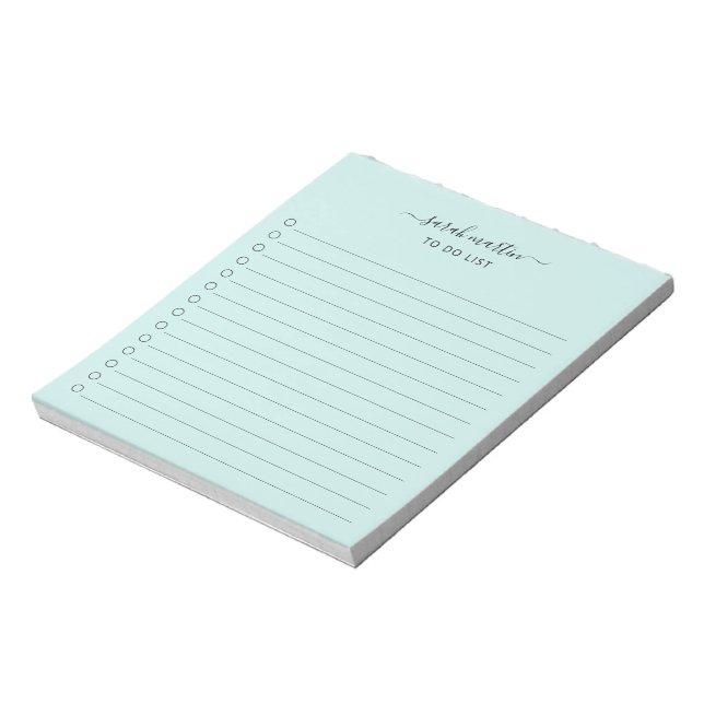 Simple To Do List Modern Elegant Teal Turquoise Notepad (Rotated)