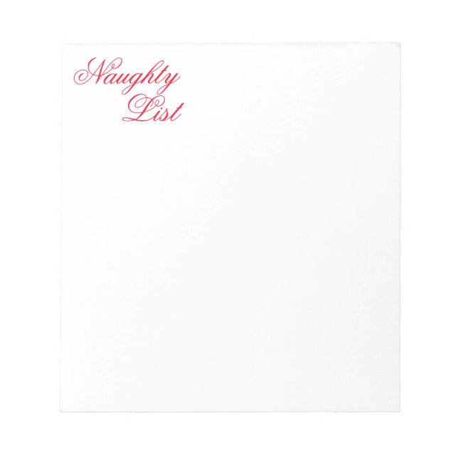 Simple to do list Naughty list Notepad (Front)