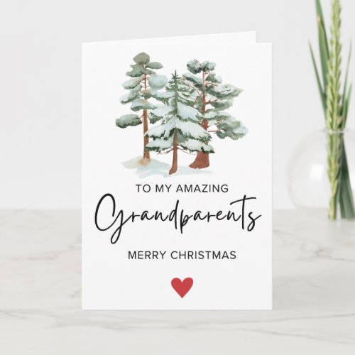 Simple To My Grandparents Merry Christmas Folded Holiday Card