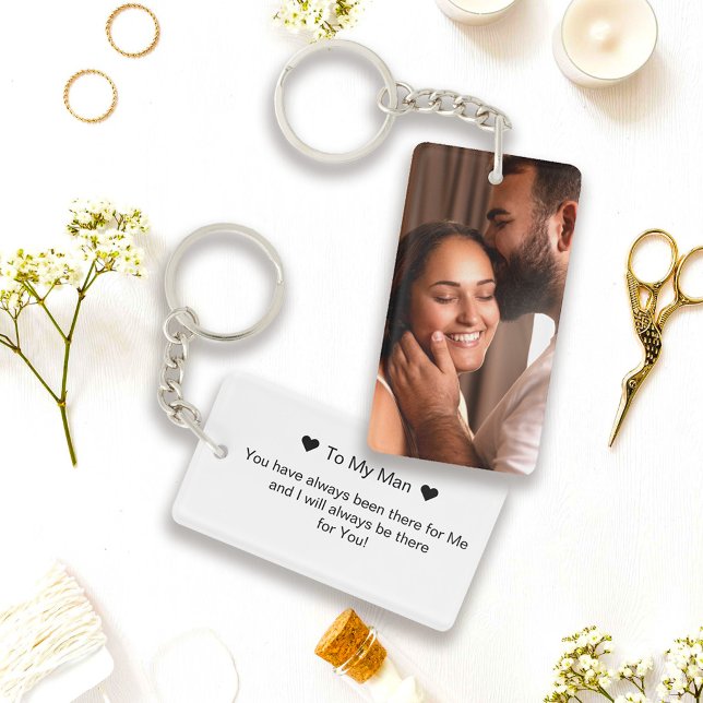 Simple To My Man Script and Photo Double Sided Keychain (Creator Uploaded)
