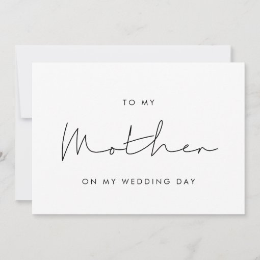 Simple To my mother on my wedding day card | Zazzle