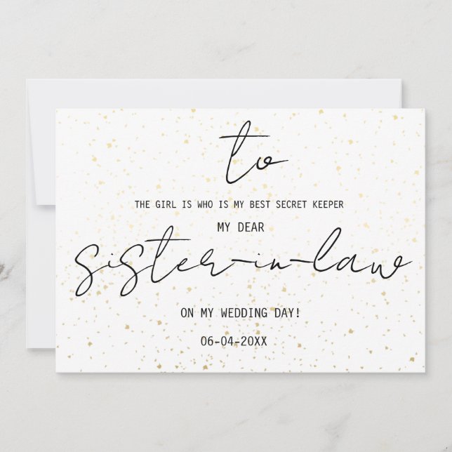 Simple To My Sister-In-Law On Our Wedding Day (Front)