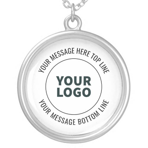Simple to Replace with Your Logo or Image  Silver Plated Necklace