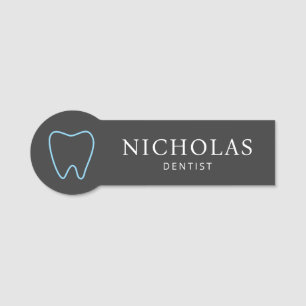 Simple Tooth Black Dentist Dental Clinic Name Tag