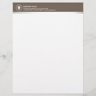 Simple Tooth Icon Brown Border Professional Dental Letterhead