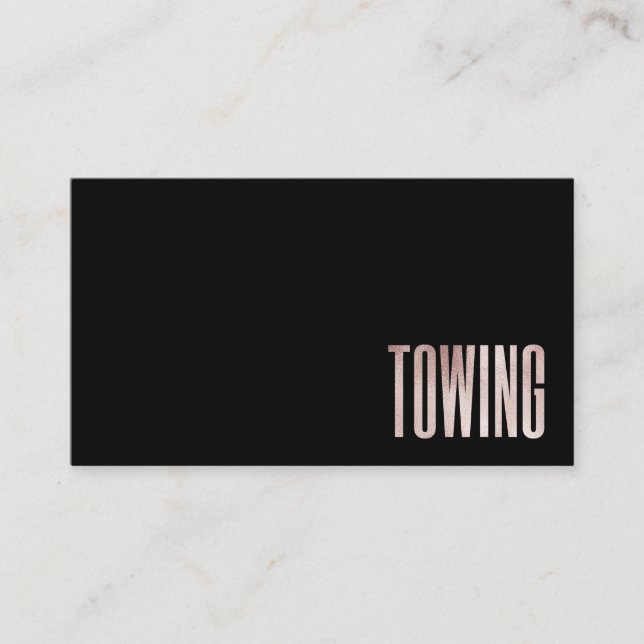 Simple Towing Rose Gold Glitter Business Card (Front)