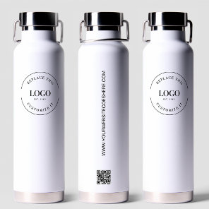 Simple Trade show giveaway Business Logo QR code Water Bottle
