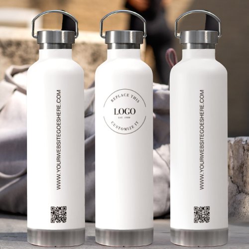 Simple Trade show giveaway Business Logo QR code Water Bottle