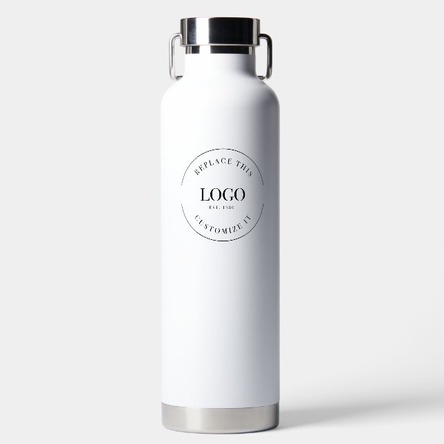 Simple Trade show large Business Logo QR code Water Bottle (Front)