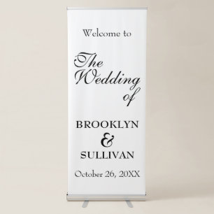 Simple, Traditional Black & White Wedding Welcome Retractable Banner