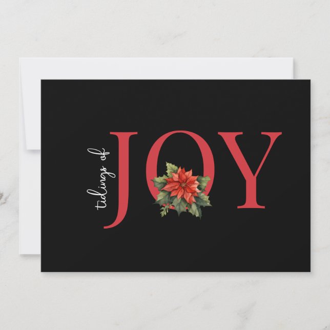 SIMPLE TRADITIONAL CHRISTMAS CARD JOY / POINSETTIA (Front)