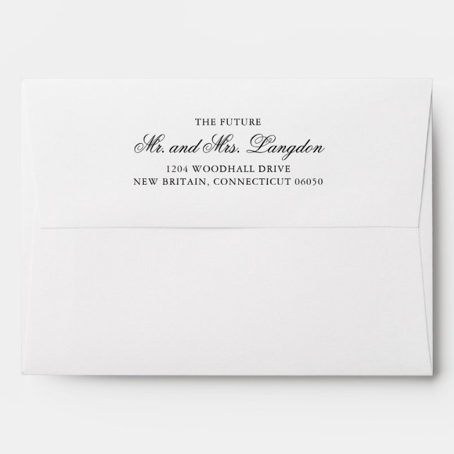 Simple Traditional Formal Elegant Wedding Envelope (Back (Top Flap))