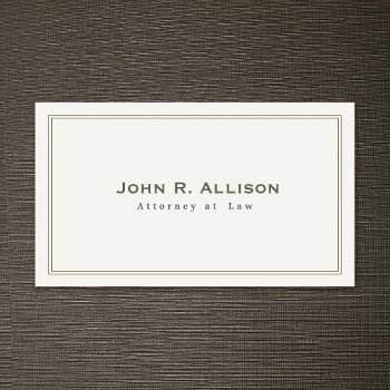 Simple Traditional  Ivory Professional Lawyer  Business Card by sm_business_cards at Zazzle