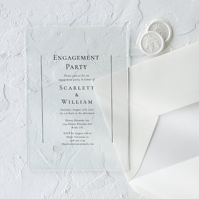 Simple Traditional Minimal Engagement Party Acrylic Invitations (Creator Uploaded)