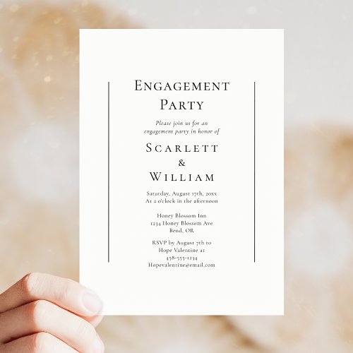 Simple Traditional Minimal Engagement Party Invitation