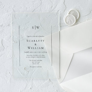 Simple Traditional Minimal Monogram Wedding Acrylic Invitations