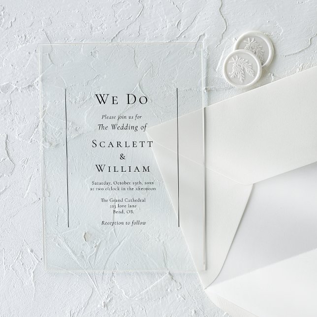 Simple Traditional Minimal We Do Wedding Acrylic Invitations (Creator Uploaded)