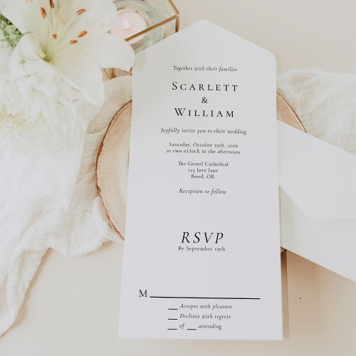 Simple Traditional Minimal Wedding All In One Invitation
