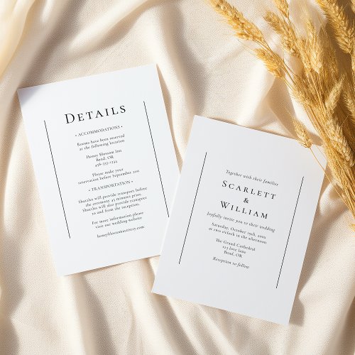 Simple Traditional Minimal Wedding Details And Invitation