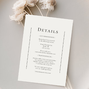 Simple Traditional Minimal Wedding Details Enclosure Card