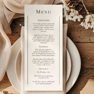 Simple Traditional Minimal Wedding Flat Menu