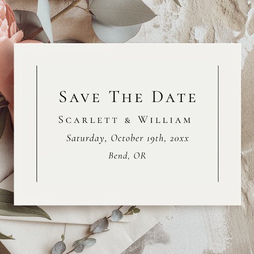 Simple Traditional Minimal Wedding Flat Save The Date