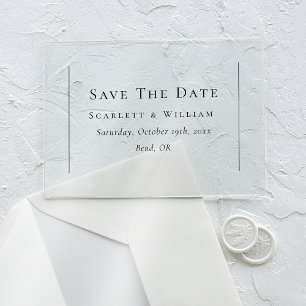 Simple Traditional Minimal Wedding Save the Date Acrylic Invitations