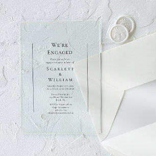 Simple Traditional Minimal We're Engaged Acrylic Invitations