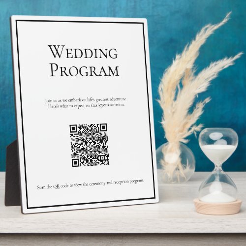 Simple Traditional Wedding Program Sign Plaque