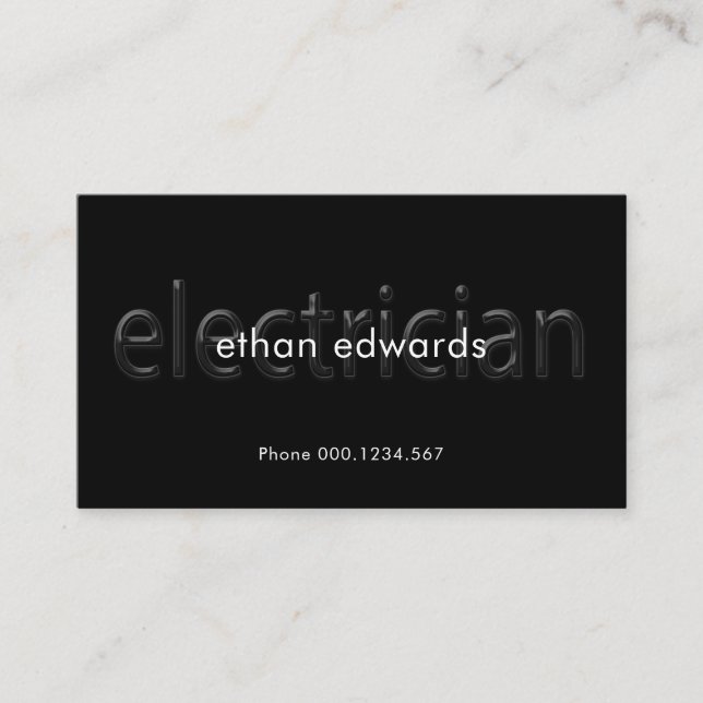 Simple Translucent Electrician Signage Electric Business Card (Front)