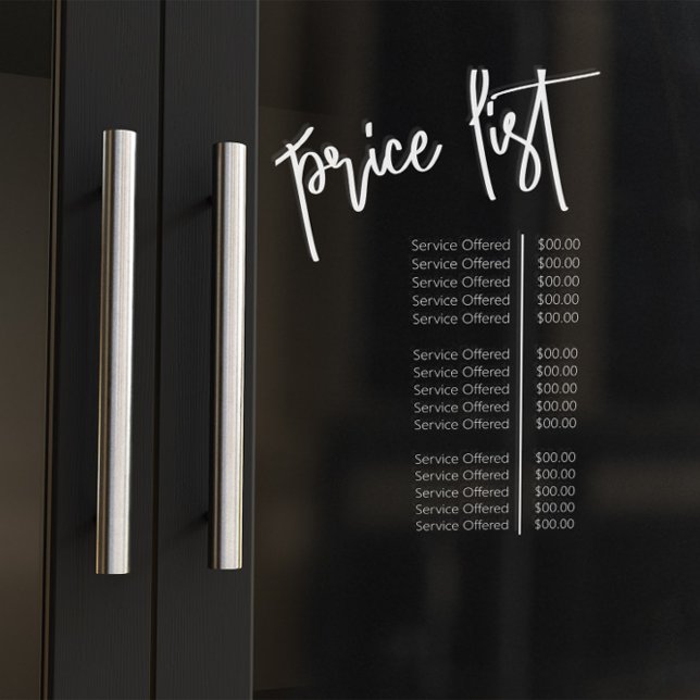 Simple Transparent Makeup Artist Salon Price List Window Cling (Creator Uploaded)