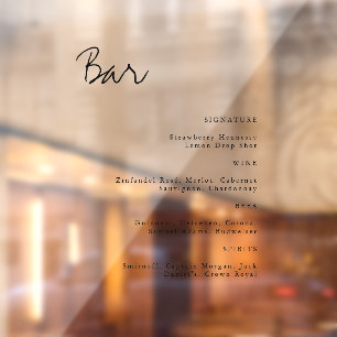 Simple Transparent Minimalist Wedding Bar Window Cling