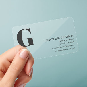 Simple Transparent Monogram Initial Professional Clear Business Cards