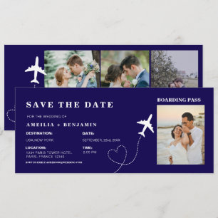Simple Travel Boarding Pass Destination wedding  Invitation