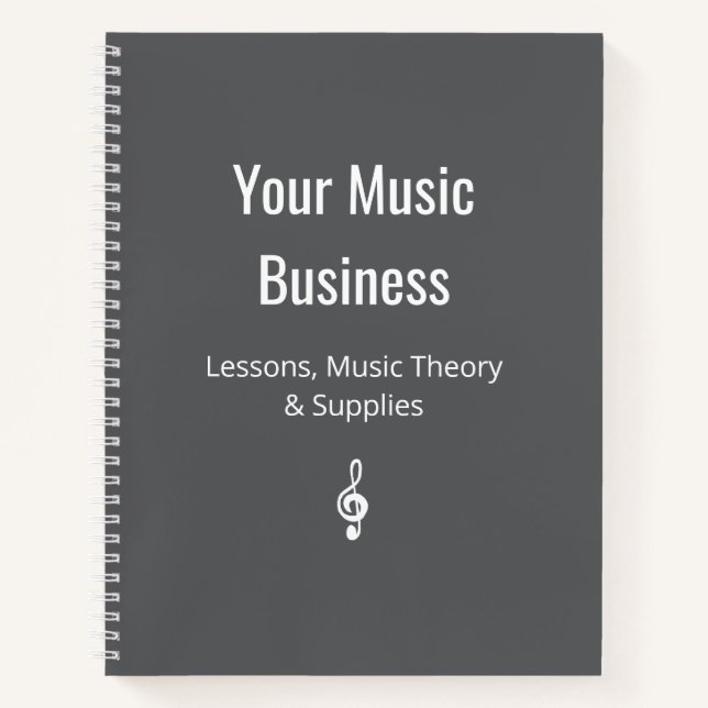Simple Treble Clef Music Business Classic Gray Notebook (Front)
