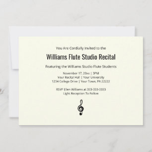 Simple Treble Clef Music Recital Classic Ivory Invitation