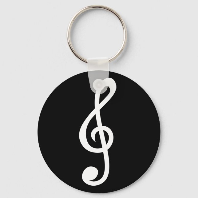 Simple Treble Clef Musical Notes Symbol Minimalist Keychain (Front)