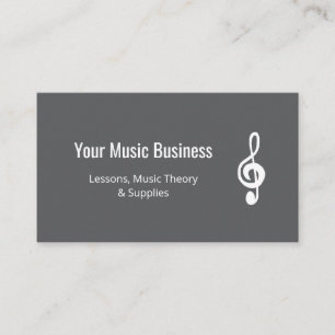 Simple Treble Clef QR code Gray Music Lessons  Business Card