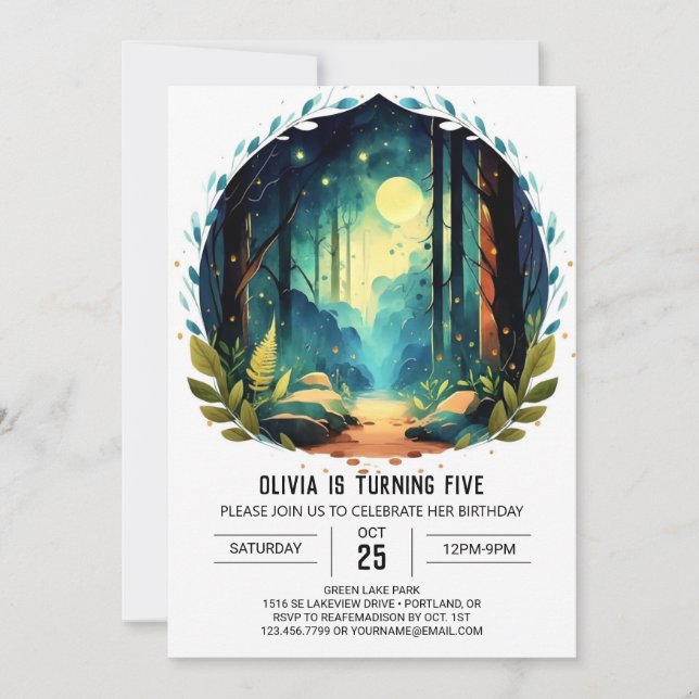 Simple Tree Adventure Woodland Birthday Invitation (Front)