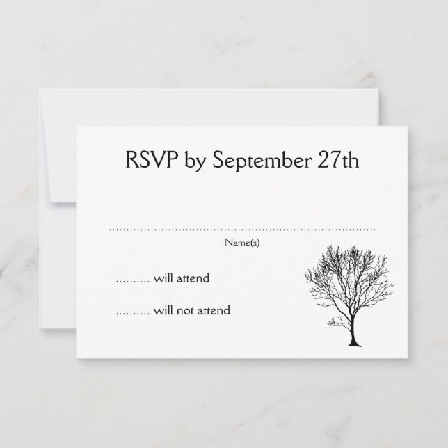 Simple Tree Invitation RSVP White Cards (Front)