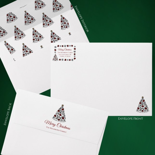 Simple Tree Merry Christmas personalized Envelope (Creator Uploaded)