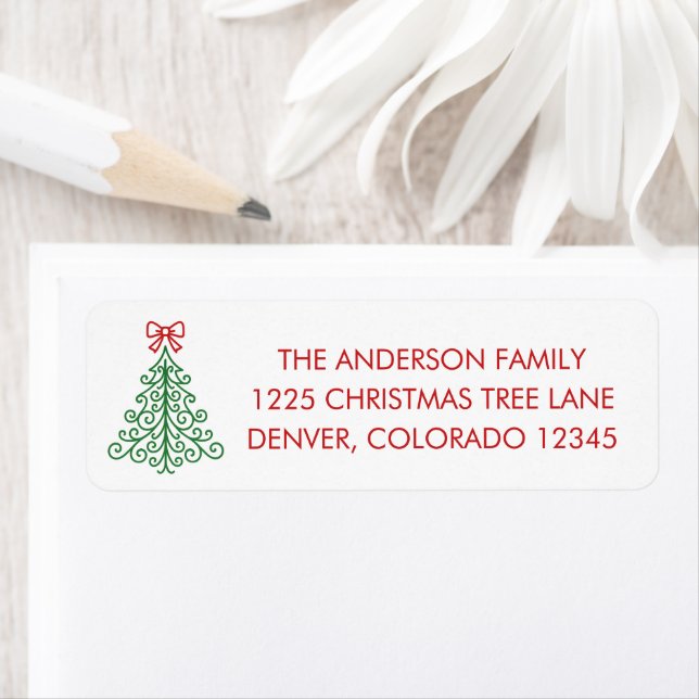 Simple Tree Modern Christmas Return Address Label (Insitu)